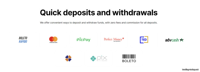 A huge number of ways to deposit and withdraw funds from the Exnova b