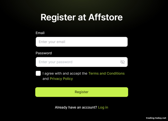 Registration in the Affstore affiliate program