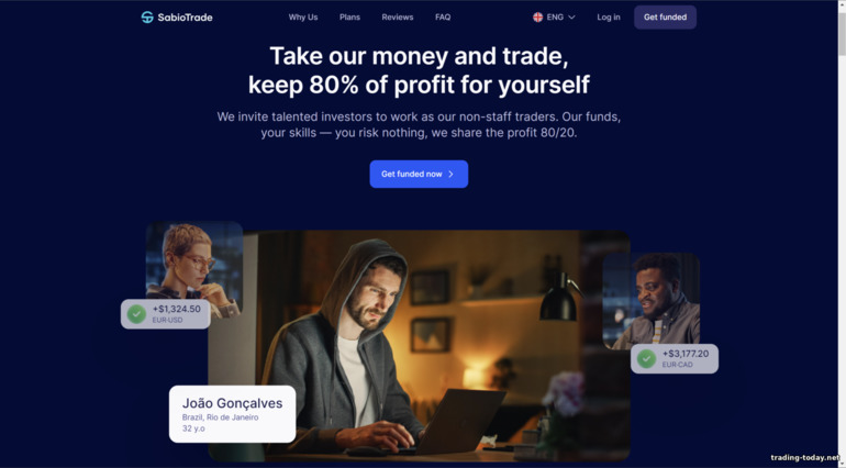 Official website of prop trading broker SabioTrade