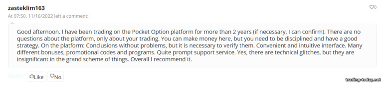 Reviews from clients and traders of the Pocket Option broker 5