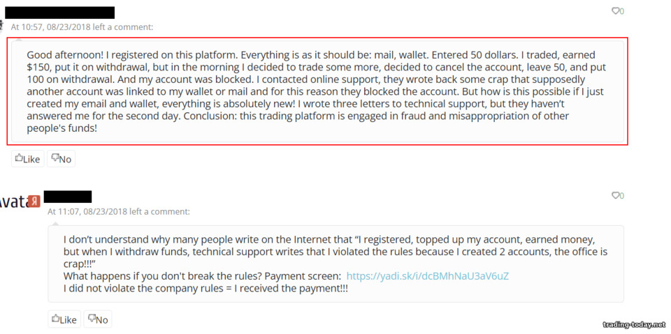 comments from competitors of Binary Options brokers