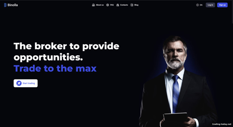 official website of the broker Binolla