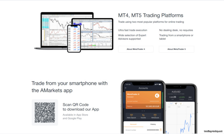 AMarkets broker trading platforms