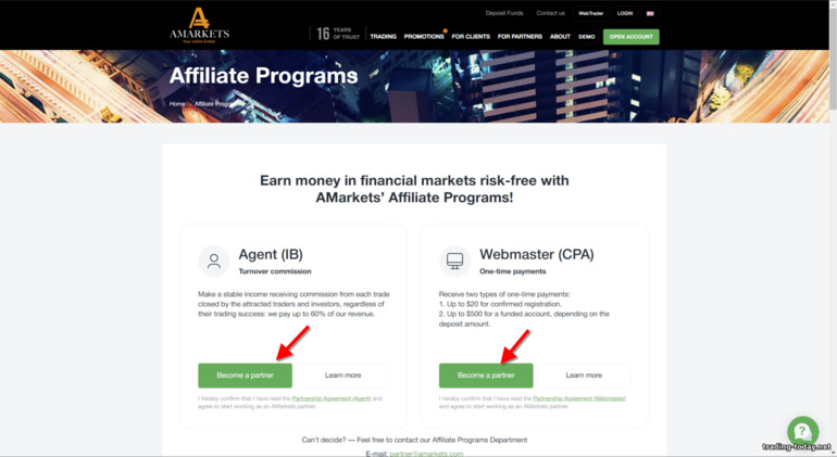 choosing a model for calculating affiliate rewards AMarkets Partners