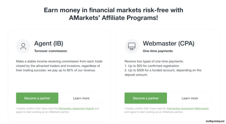 commission model in the AMarkets affiliate program