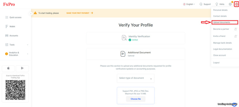 How to get your profile verified with the Forex broker FxPRO