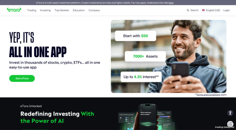 eToro broker official website