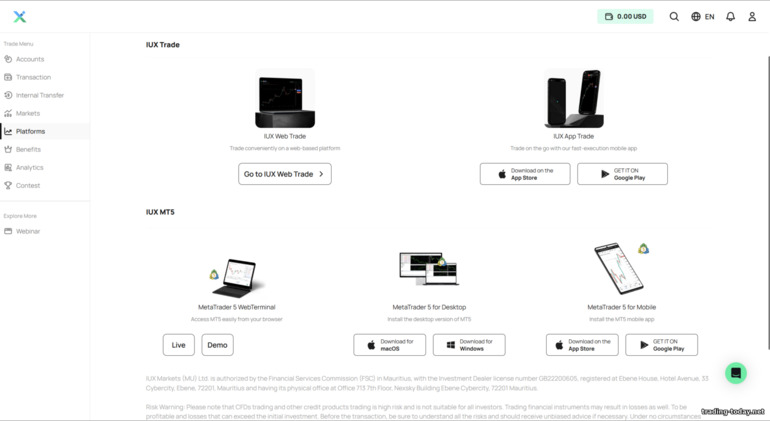 IUX Trading Platforms