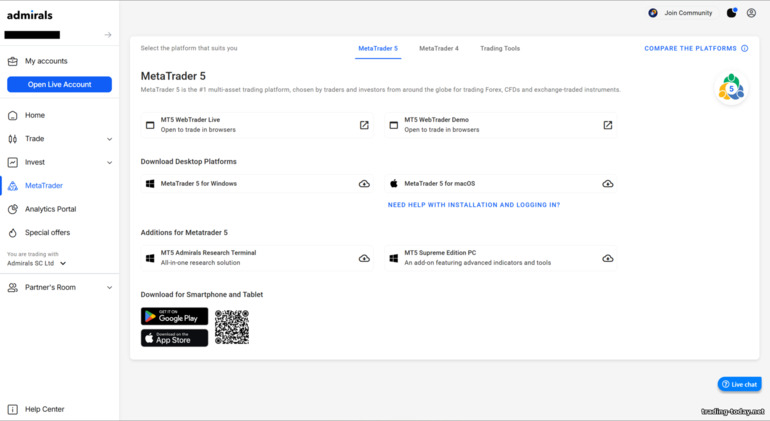 Admirals broker platform choice