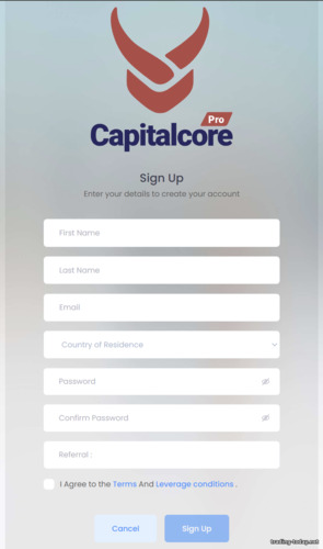 CapitalCore account registration