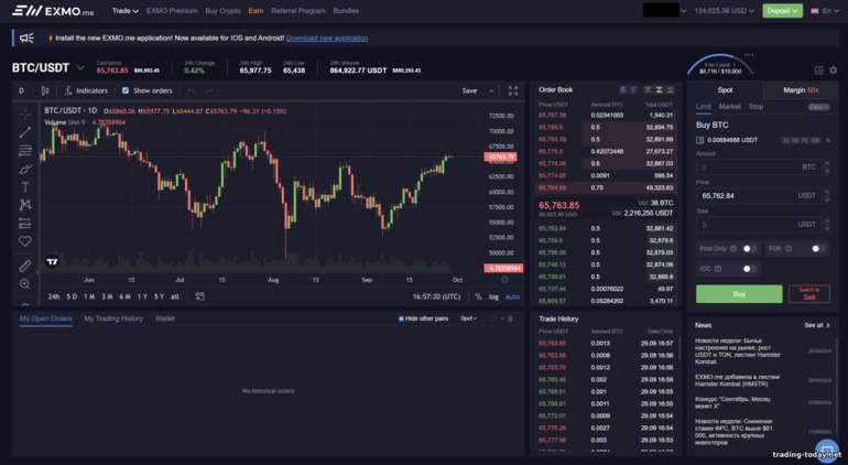 Exmo Cryptocurrency Trading Platform