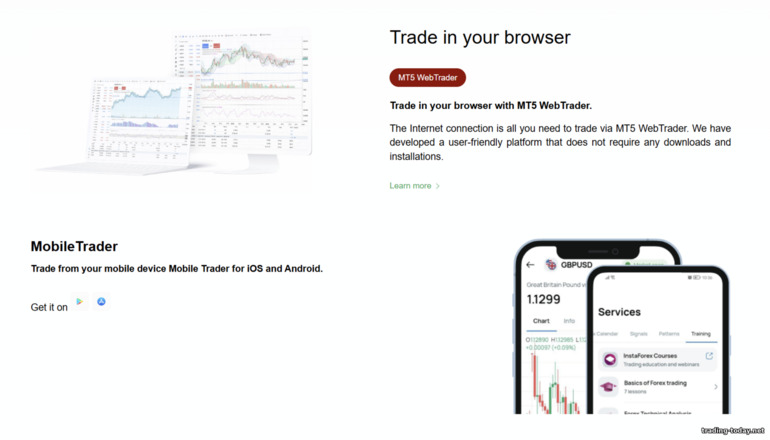 Instaforex Mobile App and WebTrader