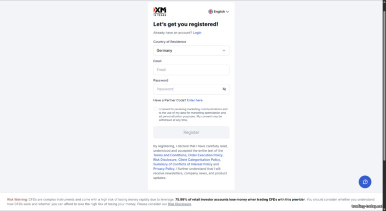 XM Trading Account Registration Form
