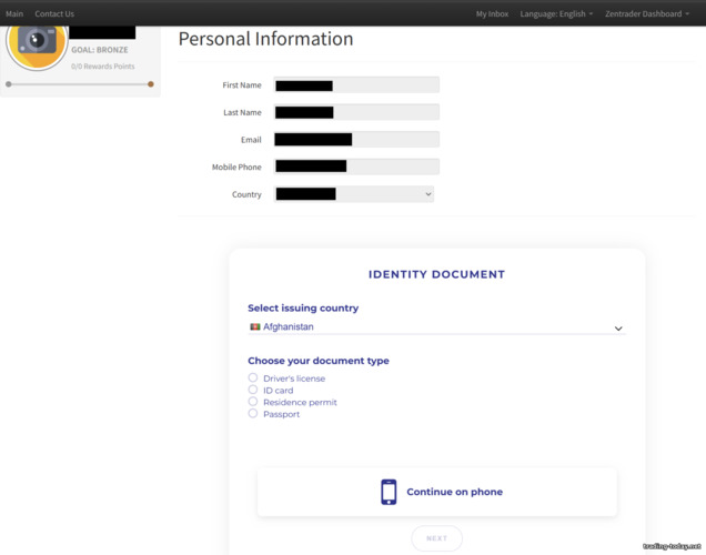 Account Verification on ZenTrader