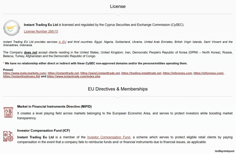 Instaforex Broker Licenses