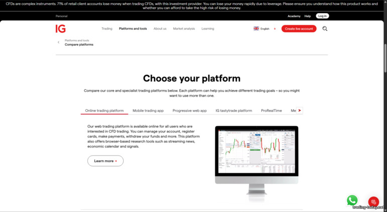 IG Markets trading platforms