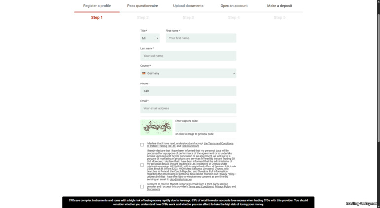 Instaforex Trading Account Registration Form