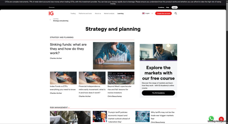 Trading education at IG Markets