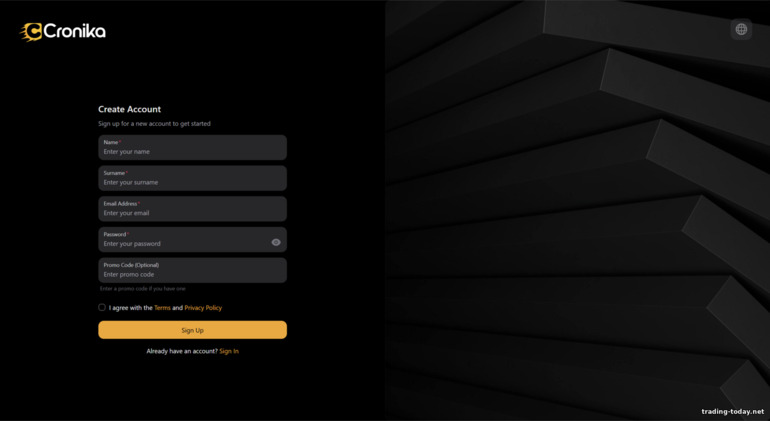 Cronika Broker Registration Form