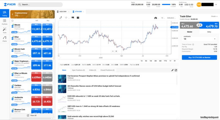 FXCM Web Trading Platform